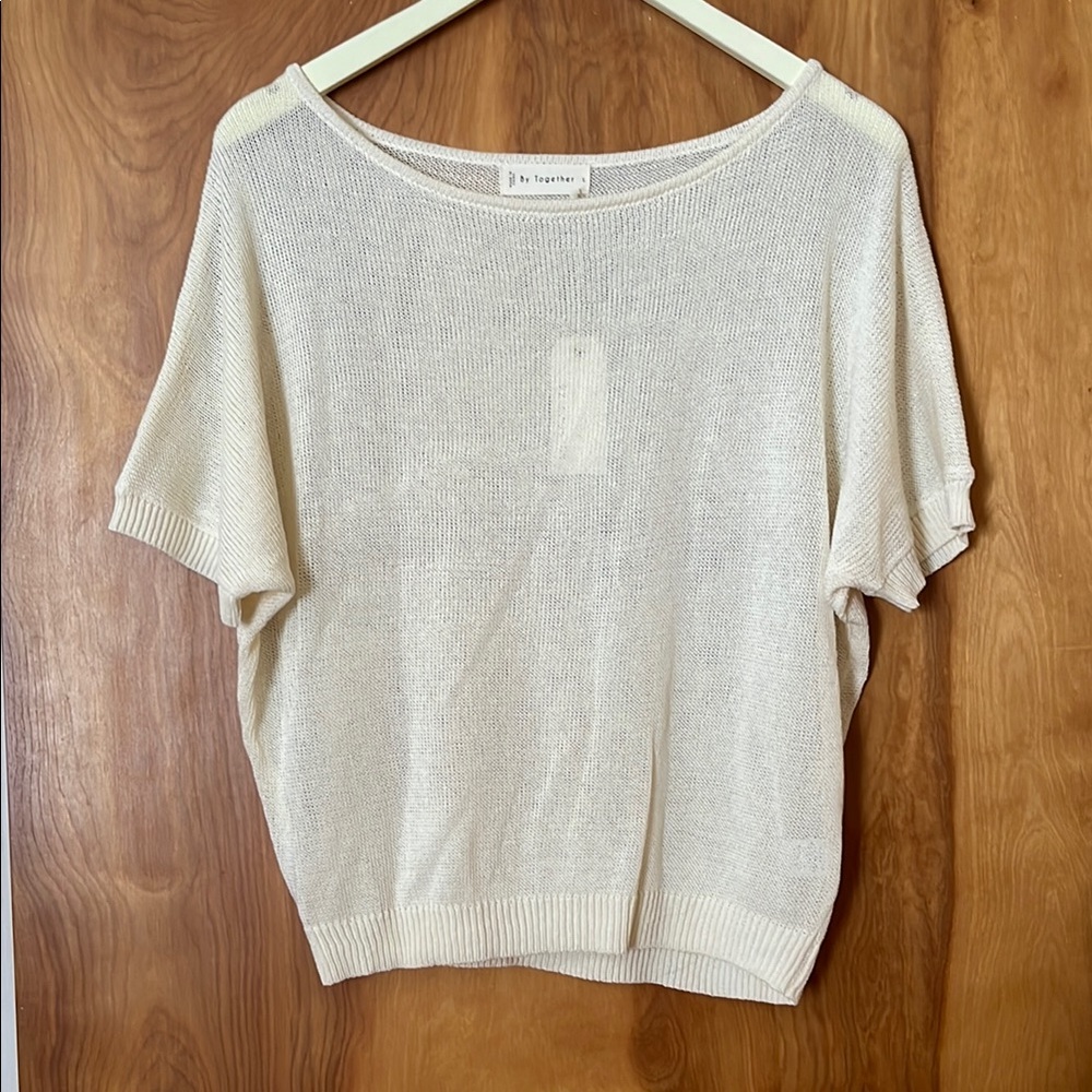 Cream Knit Short Sleeve Top